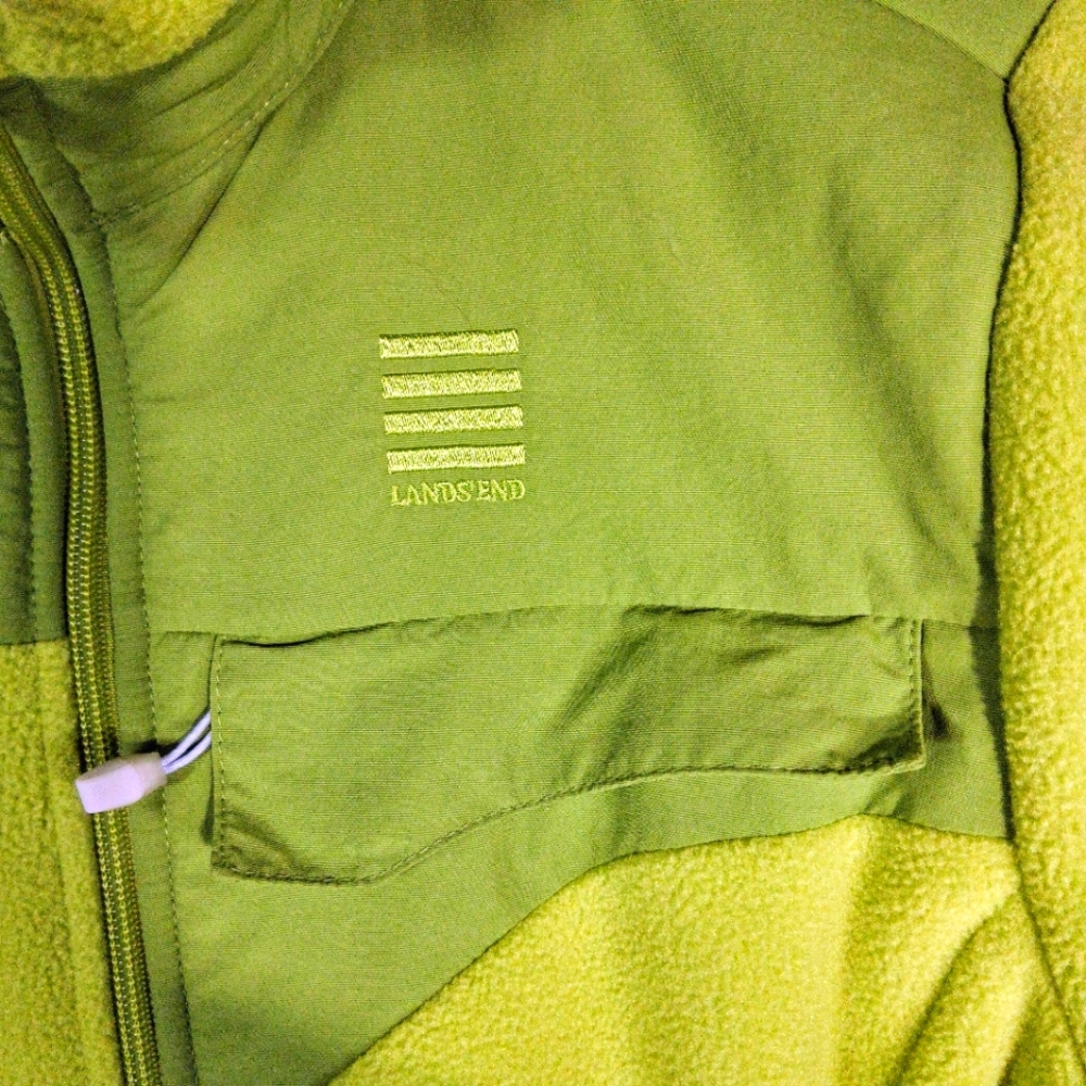 Womens Lands End 10-12 Fleece Chartreuse/Lime Green Jacket Like New - Picture 7 of 12